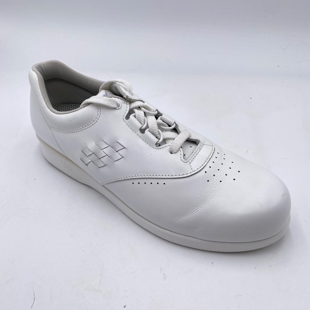 SAS Free Time Walking Shoes Womens 10 S White Leather Comfort Sneakers USA Made